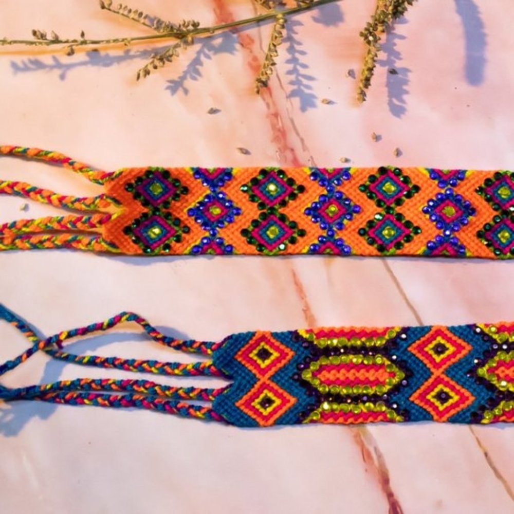 Wayuu handmade bracelet with swarovski crystals